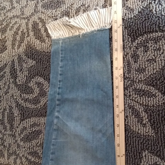 Paige High Rise Sarah Straight Fringe Hem Distressed Womens Jeans Size 30 - Picture 9 of 10